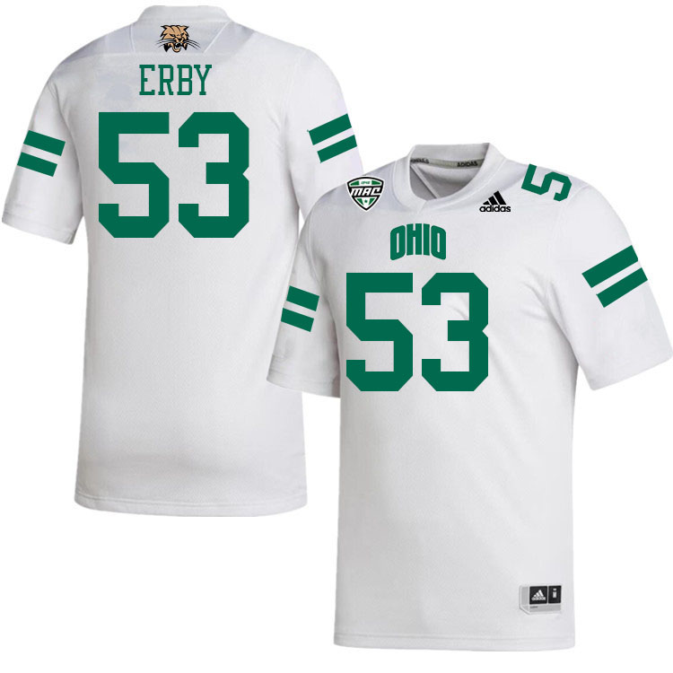 Ohio Bobcats #53 Andrew Erby College Football Jerseys Stitched-White